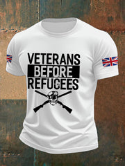 Men's UK Immigration Veterans Before Refugees Printed T-shirt vetvanguards