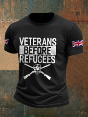 Men's UK Immigration Veterans Before Refugees Printed T-shirt vetvanguards