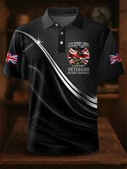 Men's UK Flag Immigration Veterans Before Refugees Printed Polo Shirt vetvanguards