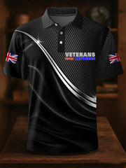 Men's UK Flag Immigration Veterans Before Refugees Printed Polo Shirt vetvanguards