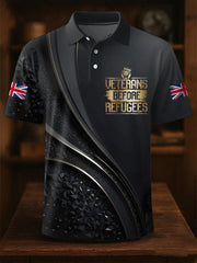 Men's UK Flag Immigration Veterans Before Refugees Printed Polo Shirt vetvanguards