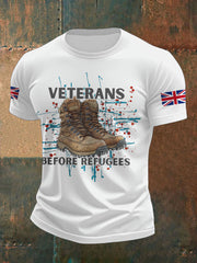Men's UK Immigration Veterans Before Refugees Printed T-shirt vetvanguards