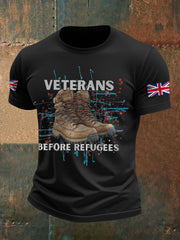 Men's UK Immigration Veterans Before Refugees Printed T-shirt vetvanguards