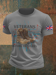 Men's UK Immigration Veterans Before Refugees Printed T-shirt vetvanguards