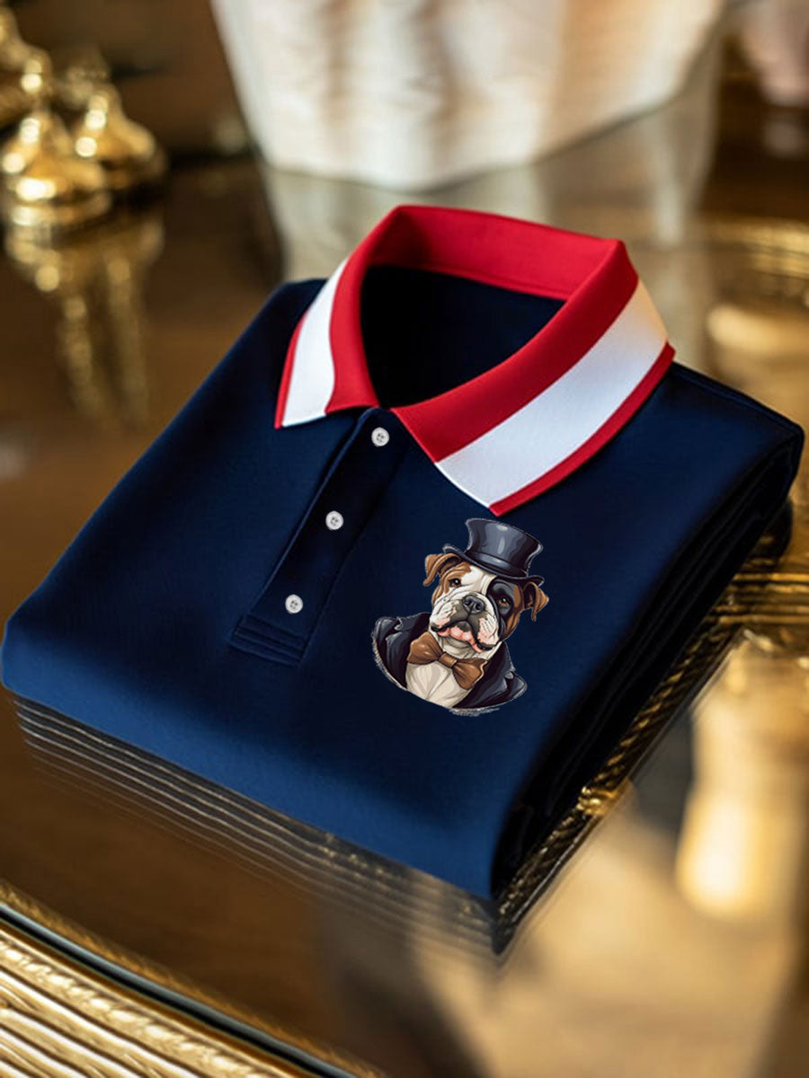 Men's Vintage England Flag Dog Casual Shirt vetvanguards