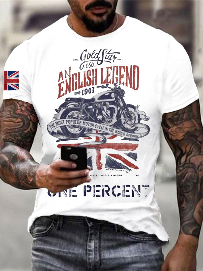 Men's Vintage British Legend Motorcycle Classic Biker T-Shirt vetvanguards