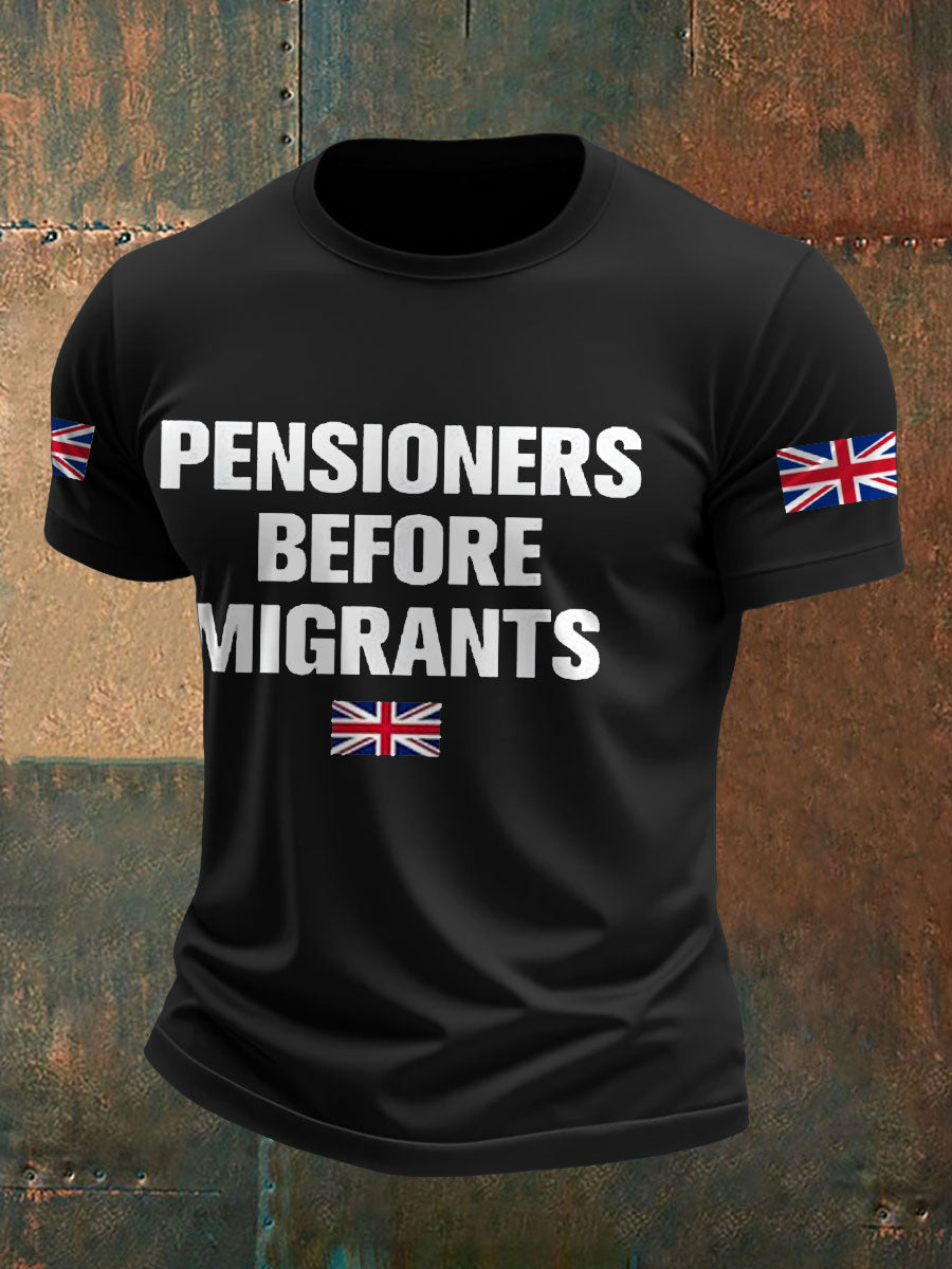 Men's UK Immigration Veterans Before Refugees Printed T-shirt vetvanguards