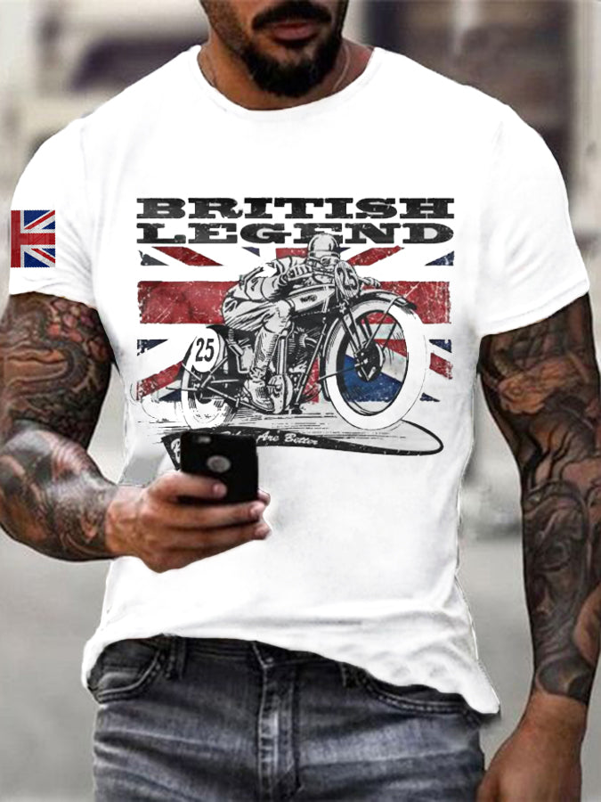 Men's Vintage British Legend Motorcycle Classic Biker T-Shirt vetvanguards