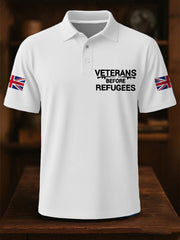 Men's UK Immigration Veterans Before Refugees Printed Casual Tops vetvanguards