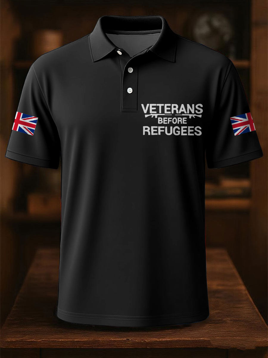 Men's UK Immigration Veterans Before Refugees Printed Casual Tops vetvanguards