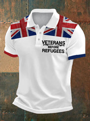 Men's UK Immigration Veterans Before Refugees Printed Casual Tops vetvanguards