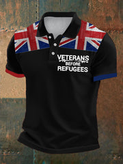 Men's UK Immigration Veterans Before Refugees Printed Casual Tops vetvanguards