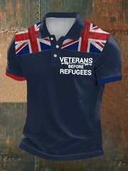 Men's UK Immigration Veterans Before Refugees Printed Casual Tops vetvanguards