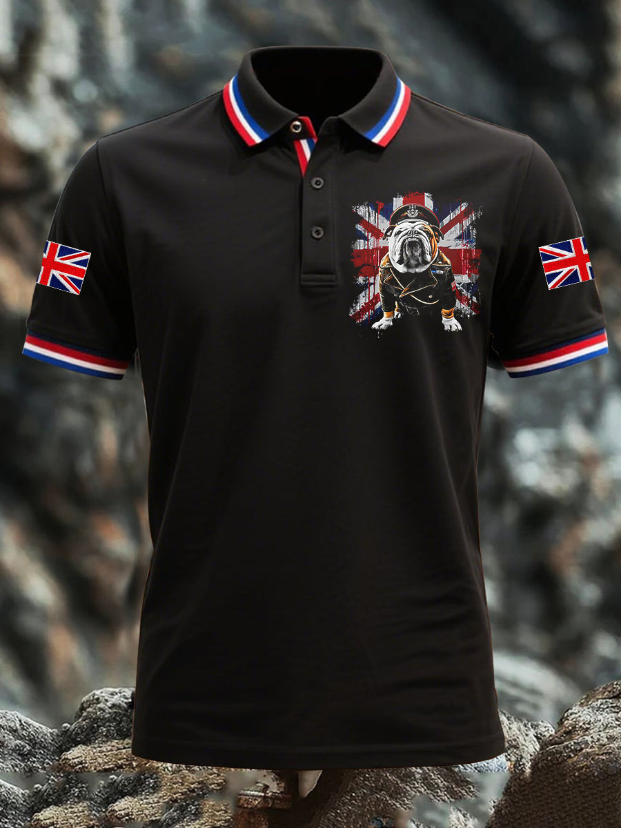 Men's English Bulldog Army Officer Short Sleeve Shirt vetvanguards