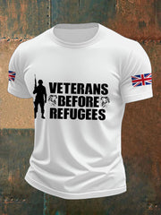 Men's UK Immigration Veterans Before Refugees Printed T-shirt vetvanguards