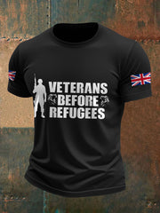 Men's UK Immigration Veterans Before Refugees Printed T-shirt vetvanguards