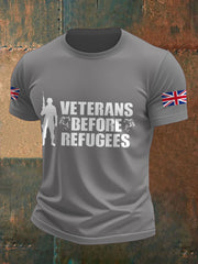 Men's UK Immigration Veterans Before Refugees Printed T-shirt vetvanguards
