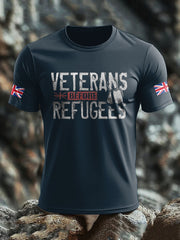 Men's UK Flag Immigration Veterans Before Refugees Printed T-shirt vetvanguards
