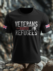 Men's UK Flag Immigration Veterans Before Refugees Printed T-shirt vetvanguards