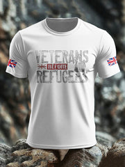 Men's UK Flag Immigration Veterans Before Refugees Printed T-shirt vetvanguards