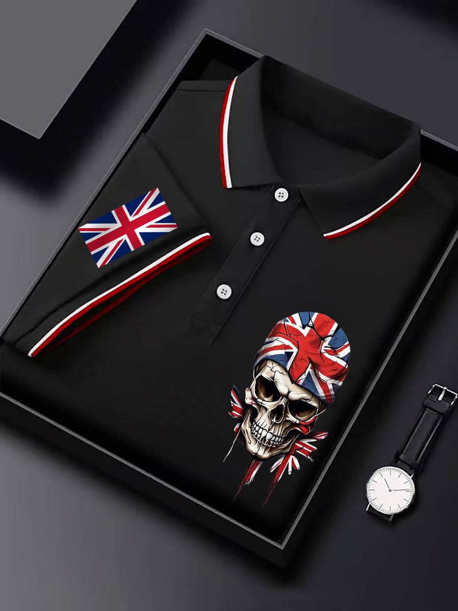 Men's British Flag Skull Short Sleeve Top vetvanguards