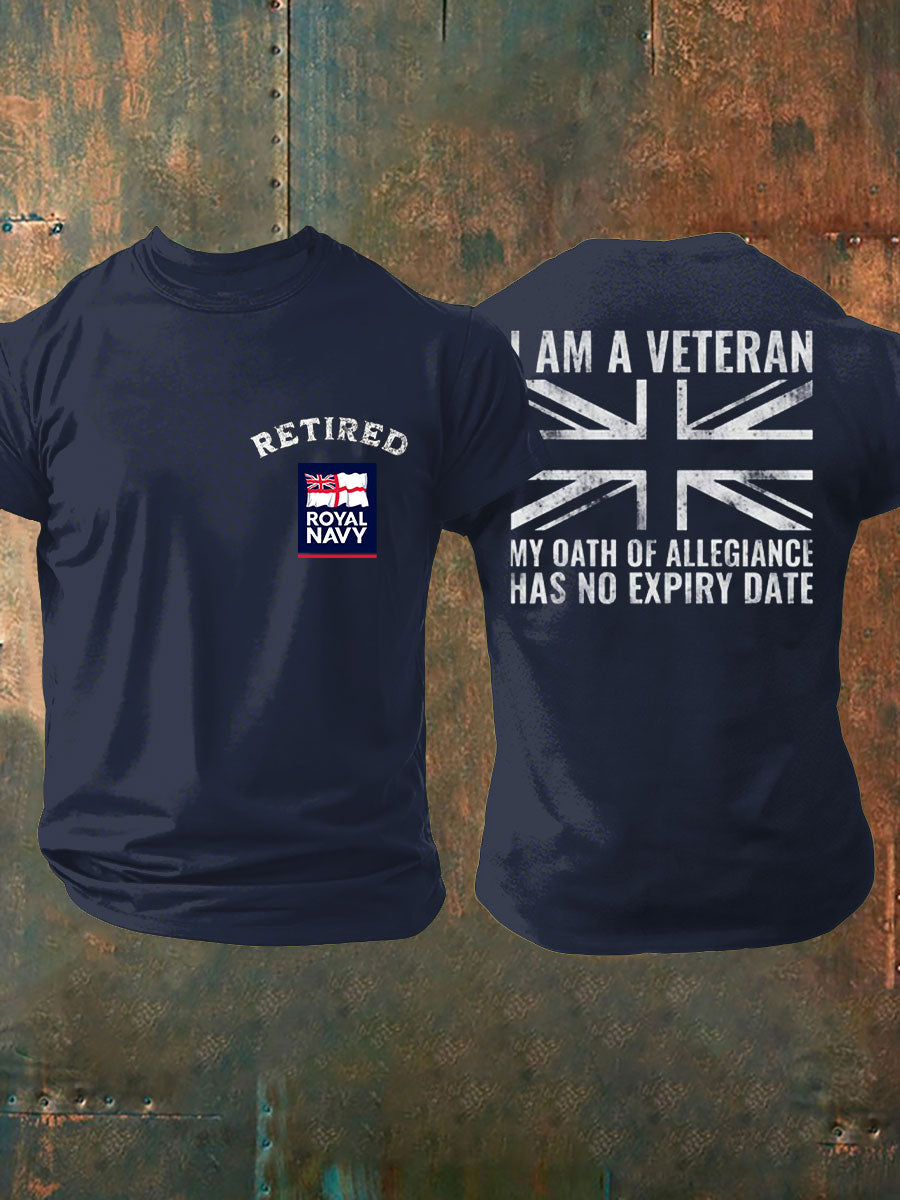 Men's Retired Navy Veteran Printed T-shirt vetvanguards