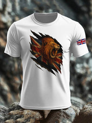 Men's British Lion Imitation Cotton Short-Sleeved Printed T-shirt vetvanguards