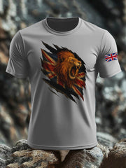 Men's British Lion Imitation Cotton Short-Sleeved Printed T-shirt vetvanguards