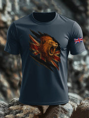 Men's British Lion Imitation Cotton Short-Sleeved Printed T-shirt vetvanguards
