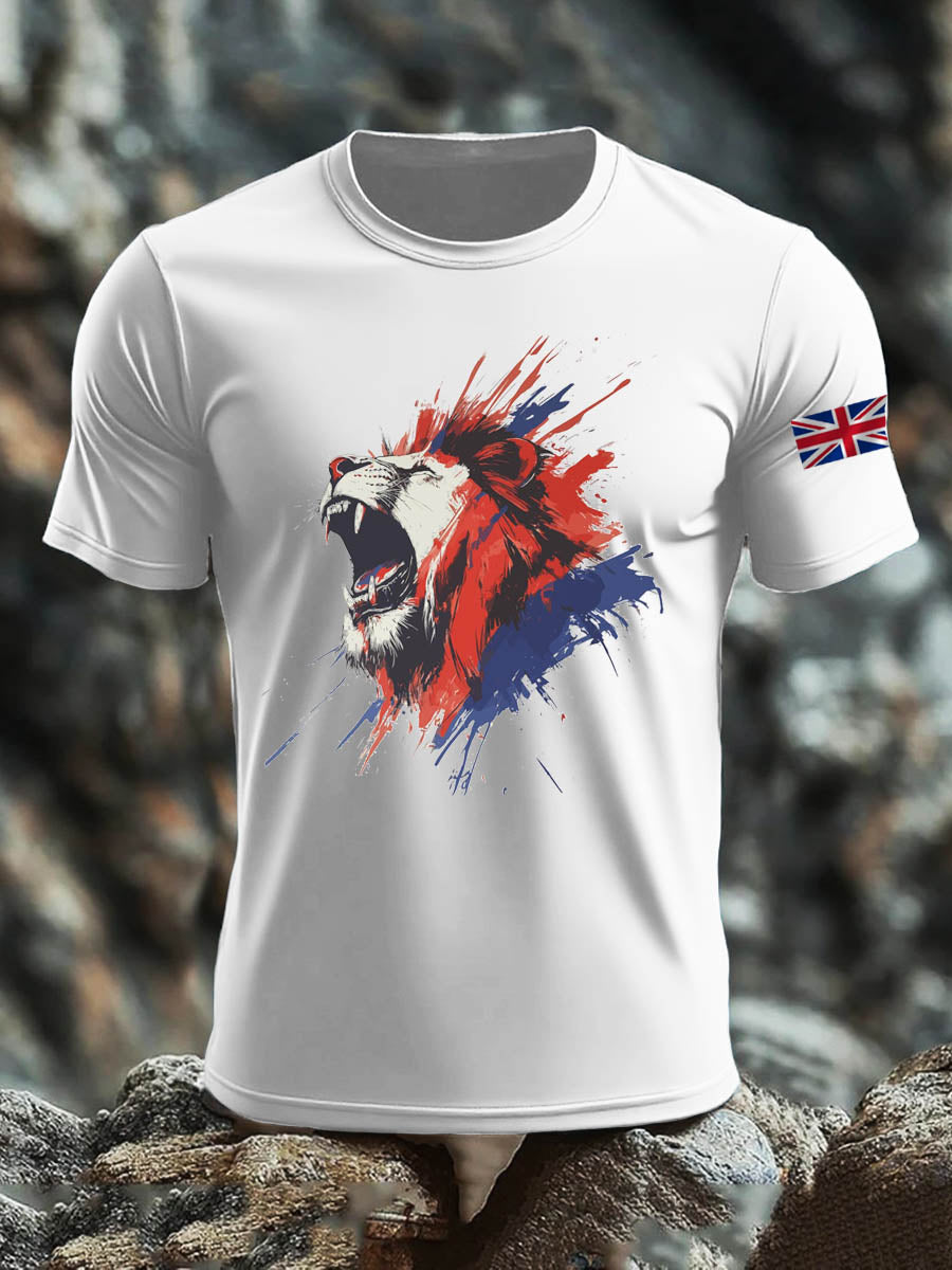Men's British Lion Imitation Cotton Short-Sleeved Printed T-shirt vetvanguards