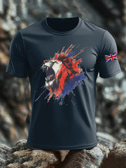 Men's British Lion Imitation Cotton Short-Sleeved Printed T-shirt vetvanguards