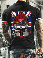Men's Cats Great Britain Flag Short Sleeves T-shirt vetvanguards