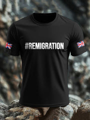 Men's UK Flag Immigration Remigration Printed T-shirt vetvanguards