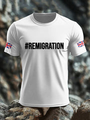 Men's UK Flag Immigration Remigration Printed T-shirt vetvanguards