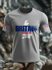 Men's UK Flag Immigration Britain First Printed T-shirt vetvanguards
