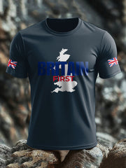 Men's UK Flag Immigration Britain First Printed T-shirt vetvanguards