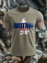 Men's UK Flag Immigration Britain First Printed T-shirt vetvanguards