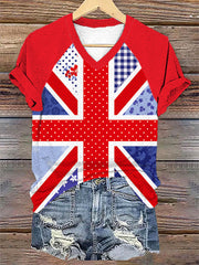 Women's Flag Art Print V-neck T-shirt vetvanguards