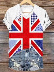 Women's Flag Art Print V-neck T-shirt vetvanguards