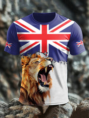 Men's UK Flag Pride Lion Printed T-shirt vetvanguards