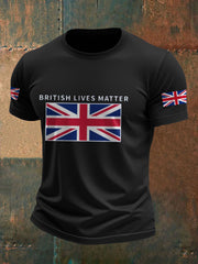 Men's UK Flag Immigration British Lives Matter Printed T-shirt vetvanguards