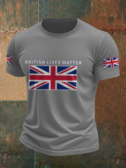 Men's UK Flag Immigration British Lives Matter Printed T-shirt vetvanguards