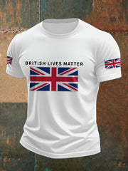 Men's UK Flag Immigration British Lives Matter Printed T-shirt vetvanguards