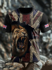 Men's UK Flag Pride Lion Printed T-shirt vetvanguards
