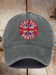 Unisex UK Flag Immigration Stop The Boats Printed Hat vetvanguards