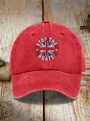 Unisex UK Flag Immigration Stop The Boats Printed Hat vetvanguards