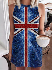 Women's Shiny UK Flag Pride Printed Dress vetvanguards