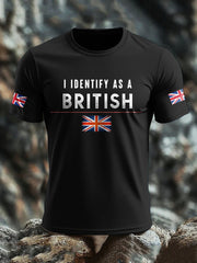 Men's UK Flag Pride I Identify As A British Printed T-shirt vetvanguards