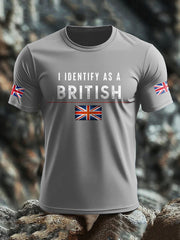 Men's UK Flag Pride I Identify As A British Printed T-shirt vetvanguards