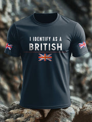 Men's UK Flag Pride I Identify As A British Printed T-shirt vetvanguards